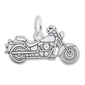 Sterling Silver Flat Motorcycle Charm Sterling Silver Flat Motorcycle Charm