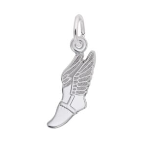 Sterling Silver Rhodium Plated Winged Shoe Charm Sterling Silver Rhodium Plated Winged Shoe Charm