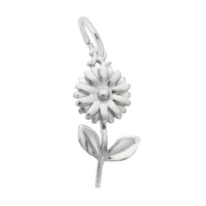 Sterling Silver Rhodium Plated Daisy Charm Sterling Silver Rhodium Plated Daisy Charm