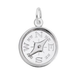 Sterling Silver Compass With Needle Charm Sterling Silver Compass With Needle Charm