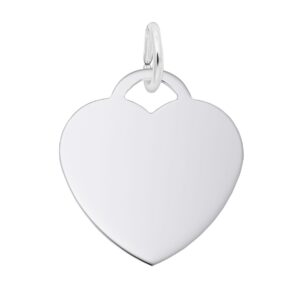 Sterling Silver Rhodium Plated Engravable Heart Charm Sterling Silver Rhodium Plated Engravable Heart Charm