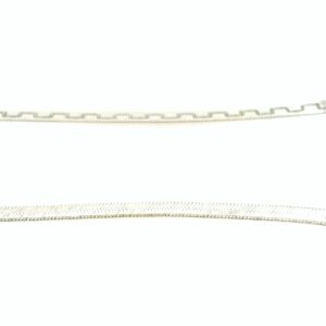 Sterling Silver Herringbone Chain 2 Sided Smooth & Greek Key
