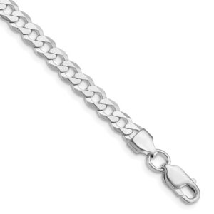 Sterling Silver, Rhodium-Plated Flat Curb Link Bracelet, 5.75mm, 10 inches Sterling Silver, Rhodium-Plated Flat Curb Link Bracelet, 5.75mm, 10 inches
