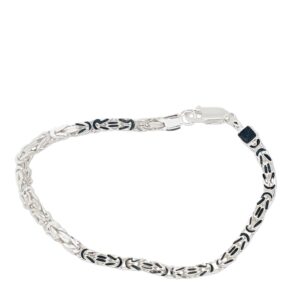 Sterling Silver Byzantine Bracelet with Lobster Claw Clasp, 8 inches