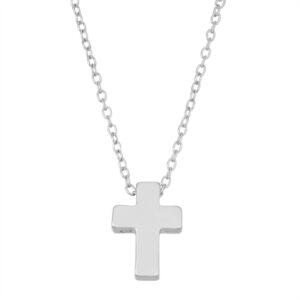 Sterling Silver, Small Shiny Cross Necklace Sterling Silver, Small Shiny Cross Necklace
