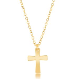 Sterling Silver, Gold Plated Small Cross Necklace