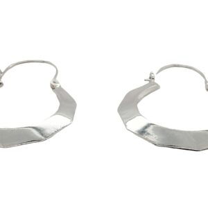 Sterling Silver, Faceted Hoop Earrings with Wire closure