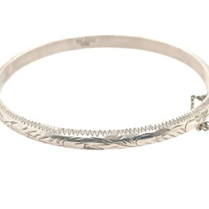 Sterling Silver Vintage Etched Design Hinged Bangle 5mm Sterling Silver Vintage Etched Design Hinged Bangle 5mm