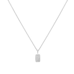 Sterling Silver Pave CZ Tag Necklace Sterling Silver Pave CZ Tag Necklace