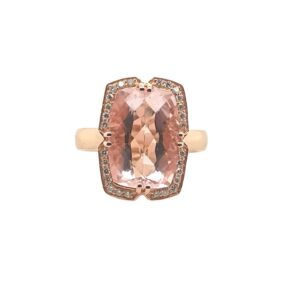 14 Karat Rose Gold, Morganite and Diamond Statement Ring