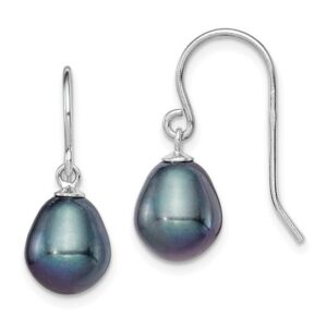 Sterling Silver Black Freshwater Pearl Dangle Earrings