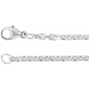 Sterling Silver, 24 inch, 2.44mm Diamond Cut Cable Link Chain