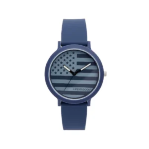 The Life is Good® by Speidel American Circle Flag Watch, Blue Band, 40mm Case