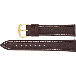 22R Brown Leather Sport Calfskin Padded Watch Band, 7.5 Inches Long, 22mm Watch Band Width