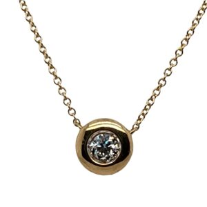 14KY Puff Bezel Set Diamond Choker Length Necklace 14KY Puff Bezel Set Diamond Choker Length Necklace