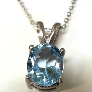 Estate Sterling Silver and 3 Carat Oval Blue Topaz Pendant