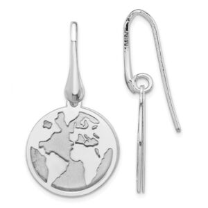 Sterling Silver Polished and Satin World Earrings