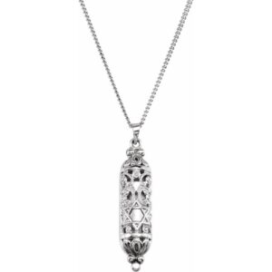Sterling Silver Mezuzah Necklace, contains the Shema on parchment Sterling Silver Mezuzah Necklace, contains the Shema on parchment