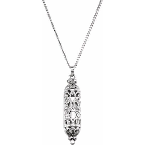 Sterling Silver Mezuzah Necklace, contains the Shema on parchment