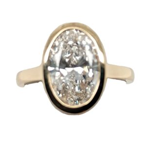 14KY Bezel Set Oval Shaped, 2.5 Carat Lab Diamond Engagement Ring