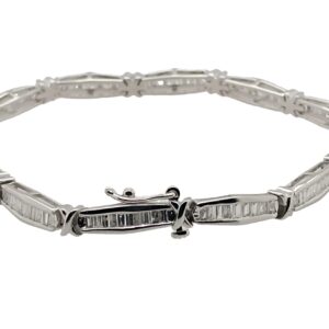 Sterling Silver and Baguette Lab Diamond Tennis Bracelet Sterling Silver and Baguette Lab Diamond Tennis Bracelet