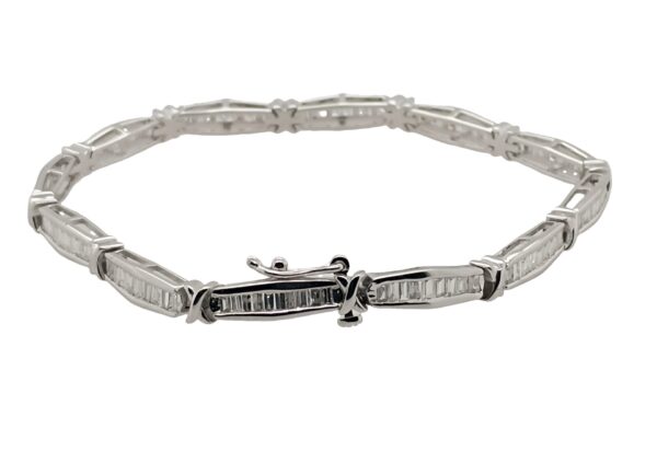 Sterling Silver and Baguette Lab Diamond Tennis Bracelet