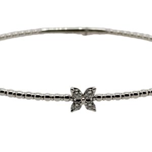 14KW Flexible Bangle with 4 round diamonds in a Floral Design 14KW Flexible Bangle with 4 round diamonds in a Floral Design