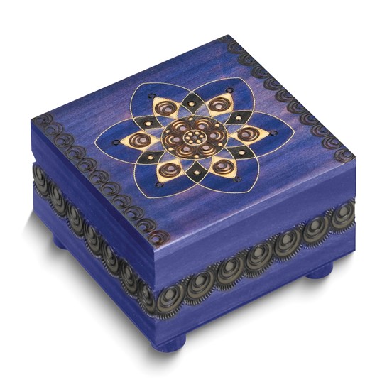 Blue Floral Handcrafted Wooden Puzzle/Keepsake Box