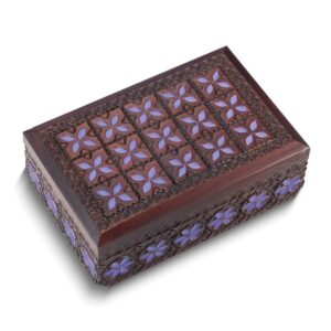 Purple Floral Handcrafted Wooden Keepsake Box Purple Floral Handcrafted Wooden Keepsake Box
