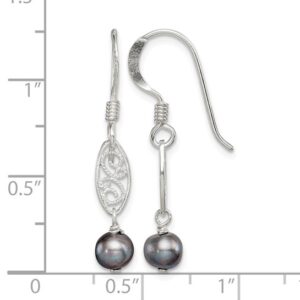 Sterling Silver Filigree and Grey Freshwater Cultured Pearl Dangle Earrings Sterling Silver Filigree and Grey Freshwater Cultured Pearl Dangle Earrings