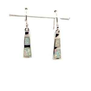 Sterling Silver, Lab Created Opal Inlay Geometric Earrings Sterling Silver, Lab Created Opal Inlay Geometric Earrings