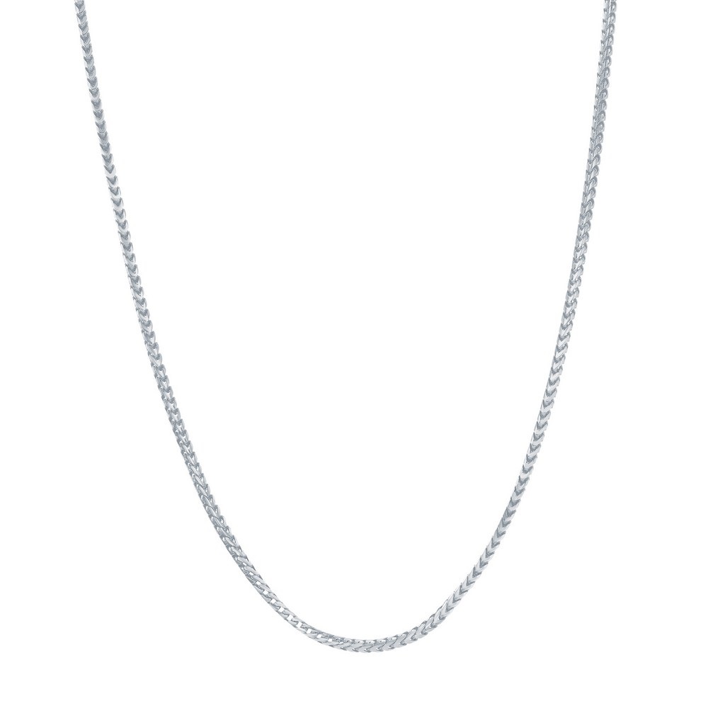 Sterling Silver 1.3mm Franco (Wheat) Chain, Rhodium Plated, Lobster Clasp, 20 inches in length